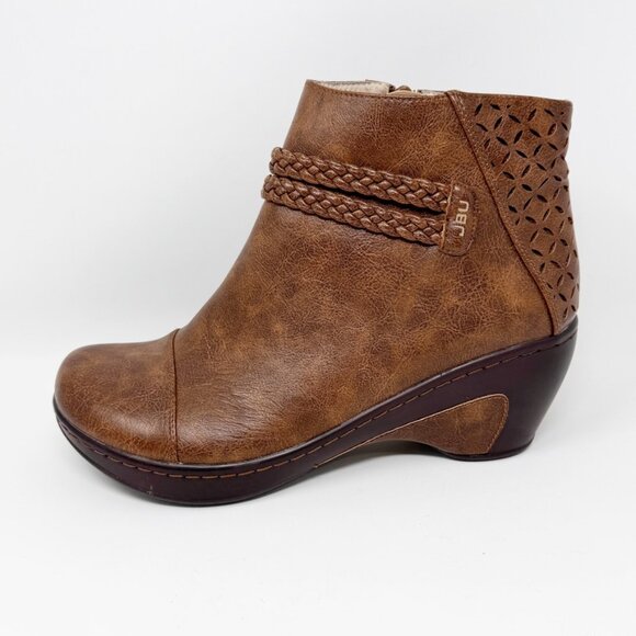 JBU Jambo Design Womens Brown Vegan Leather Laser Cut Side Zip Bootie   Size 11 - Picture 2 of 12